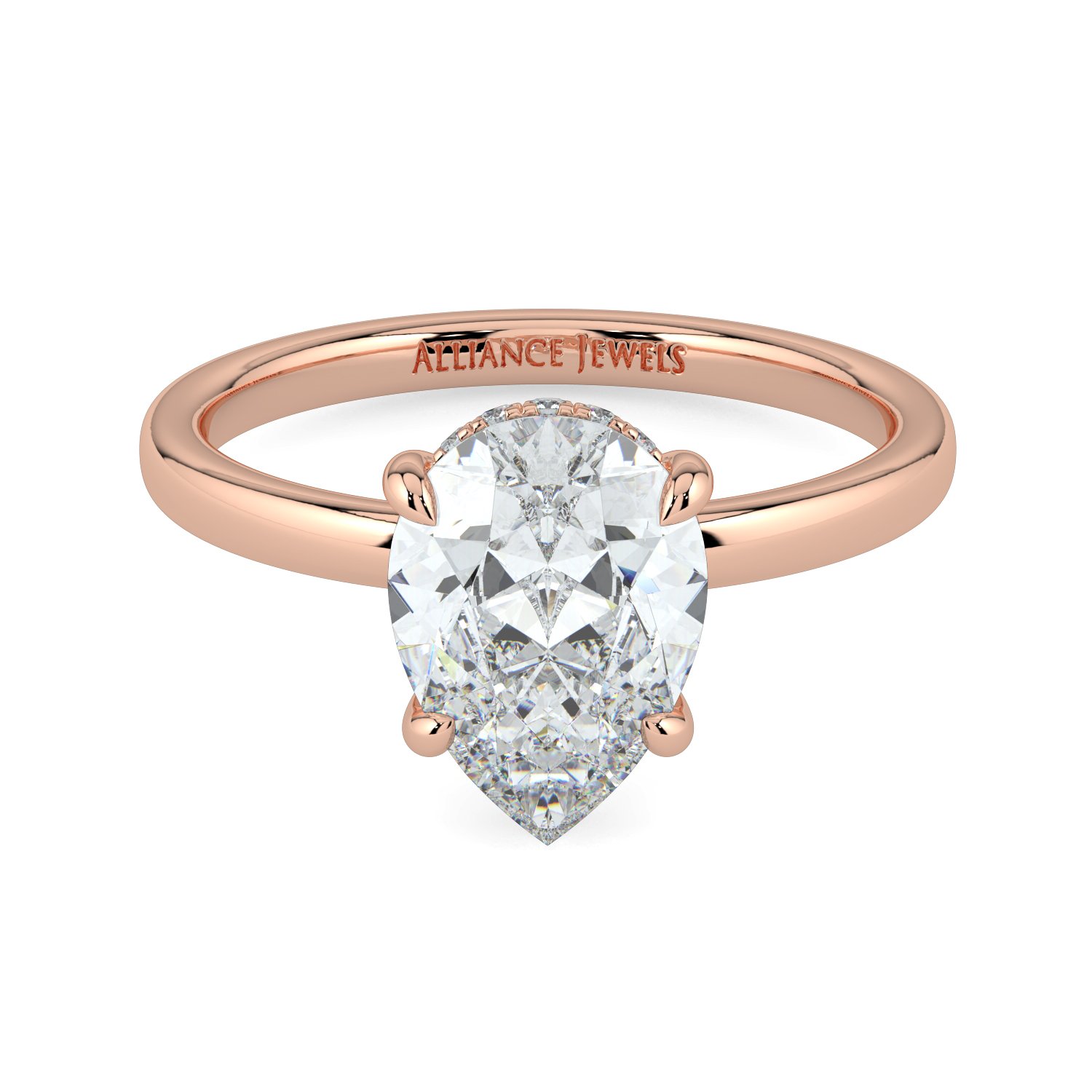 Pear Hidden Halo Engagement Ring