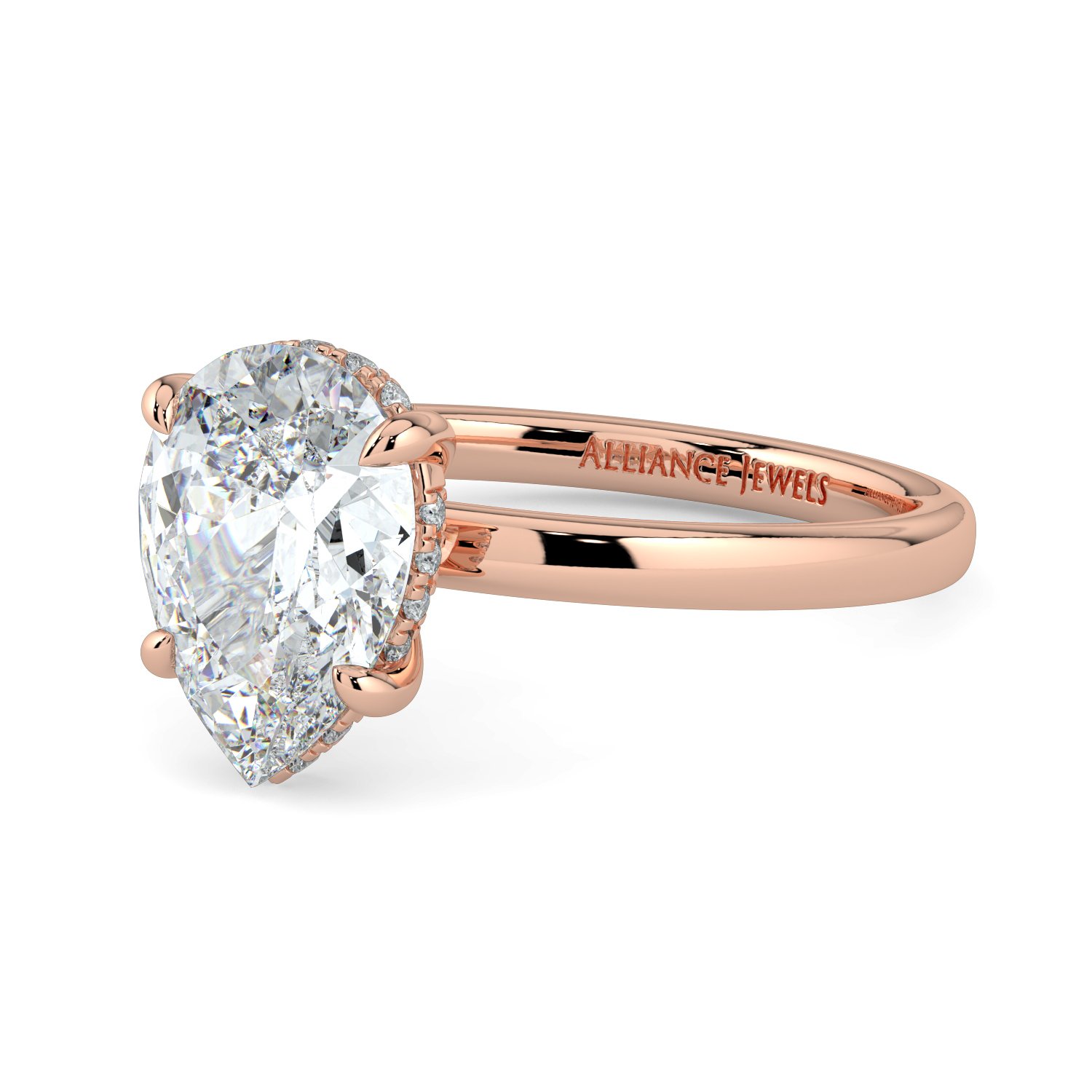 Pear Hidden Halo Engagement Ring