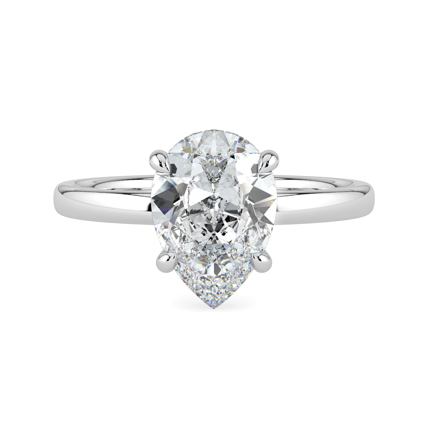 Pear Hidden Halo Engagement Ring