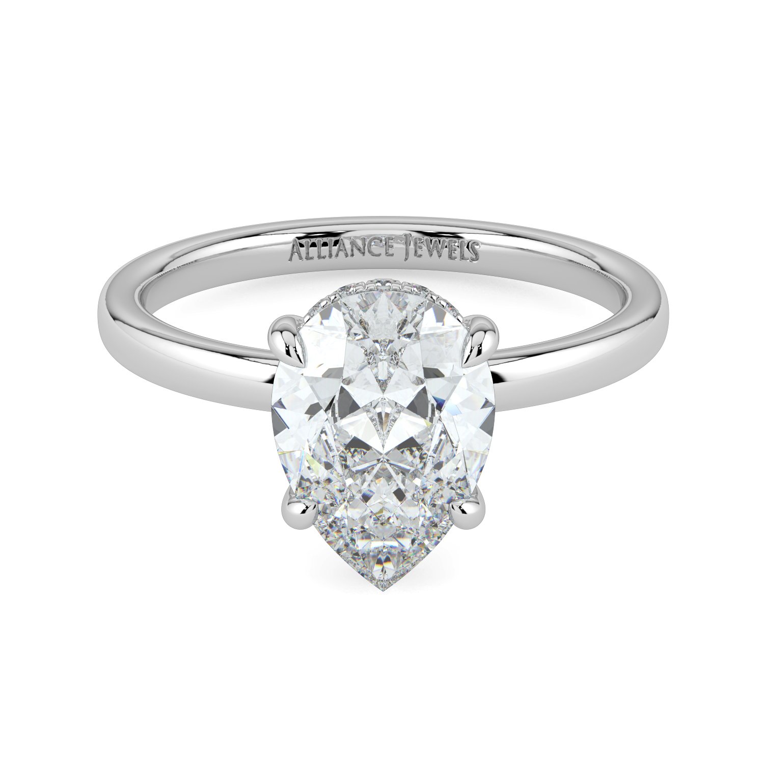 Pear Hidden Halo Engagement Ring