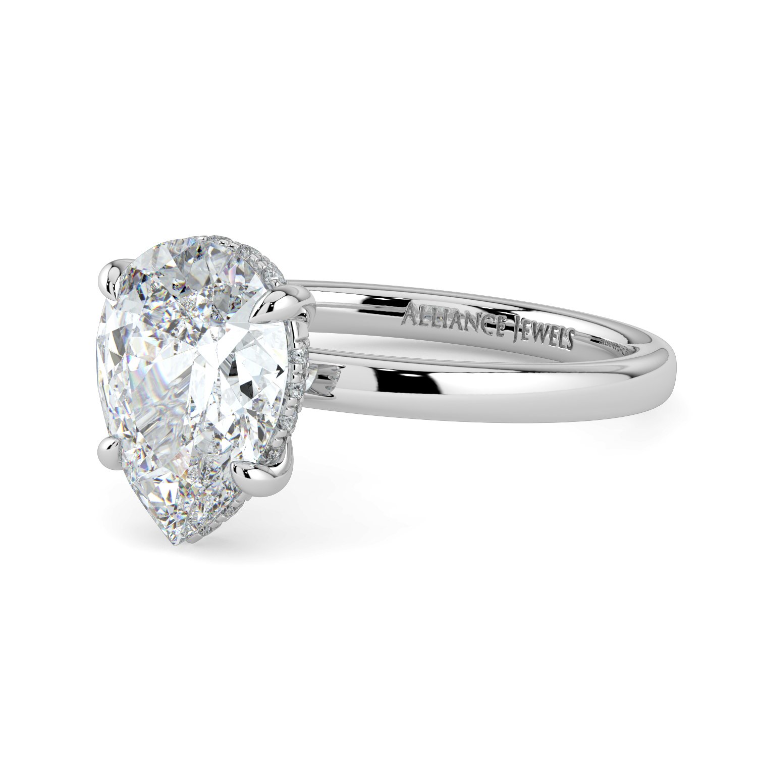 Pear Hidden Halo Engagement Ring