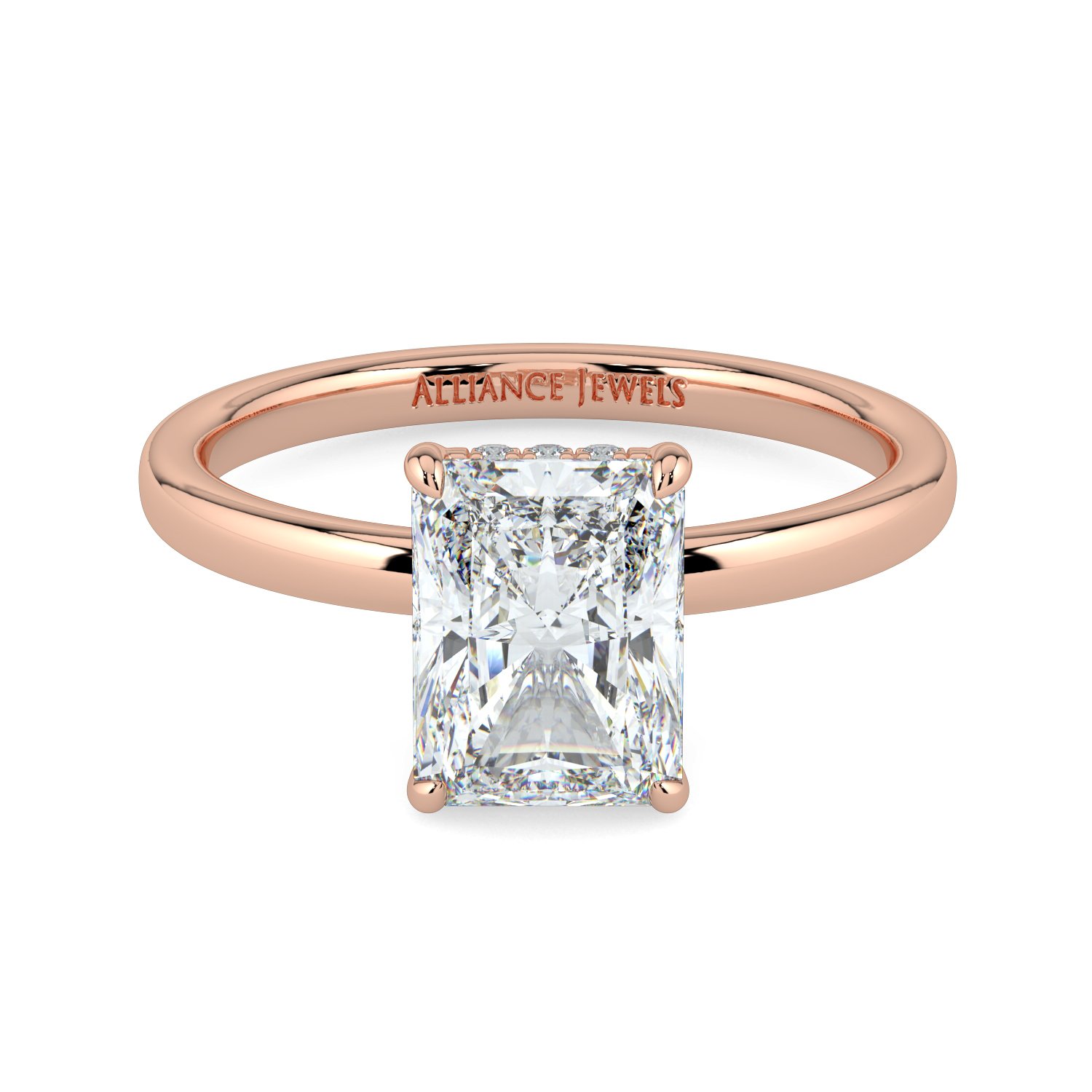 Radiant Hidden Halo Engagement Ring