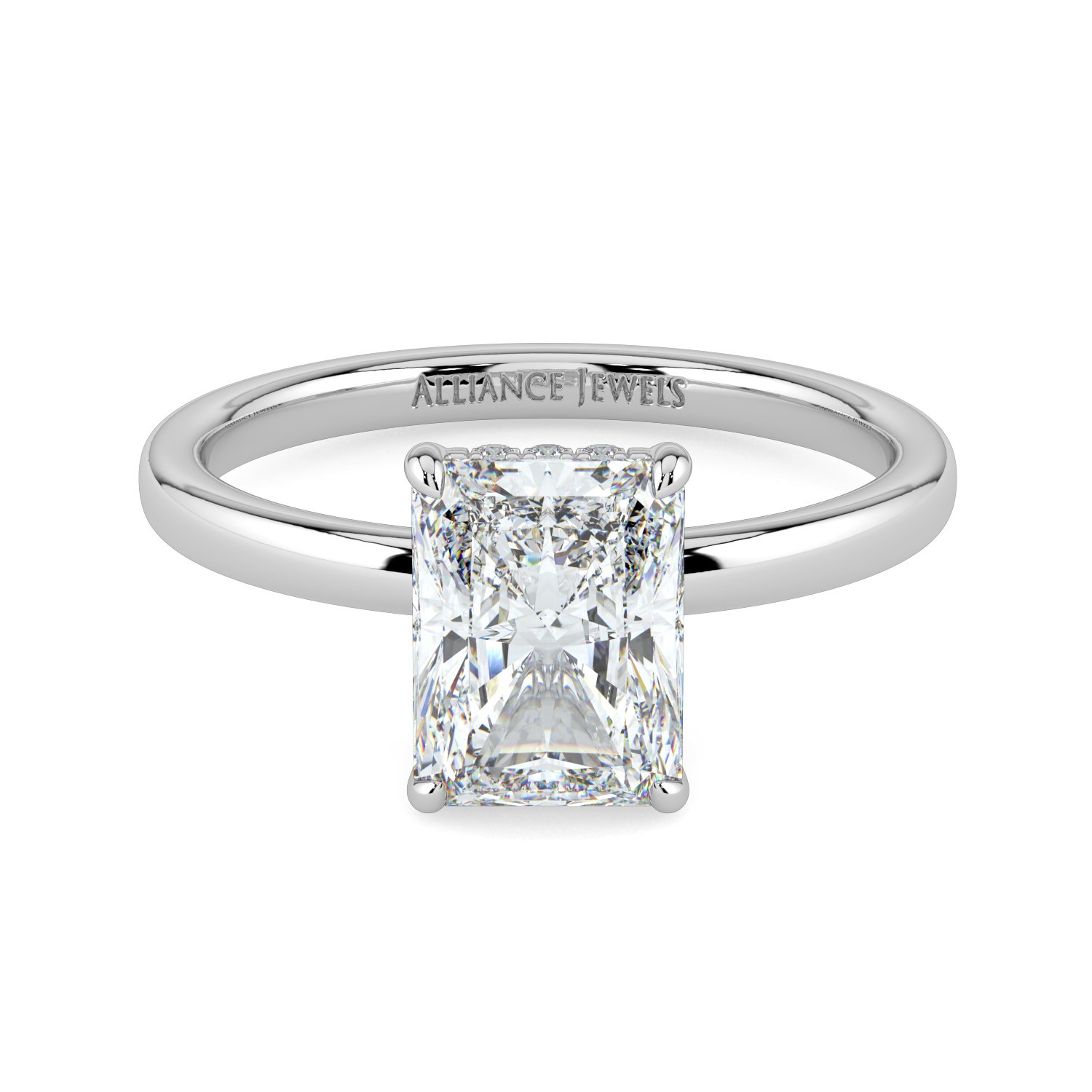 Radiant Hidden Halo Engagement Ring