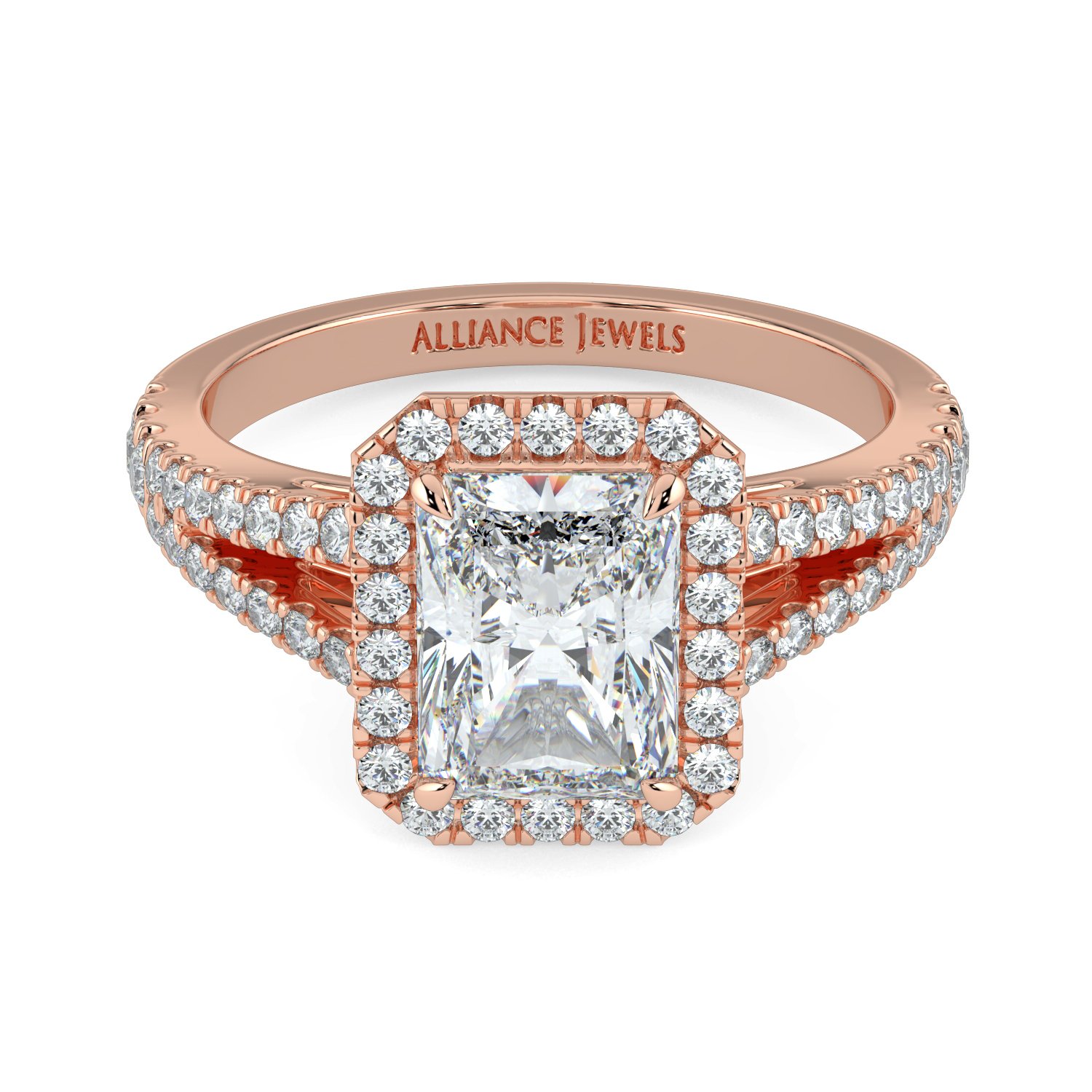 Radiant Halo Engagement Ring