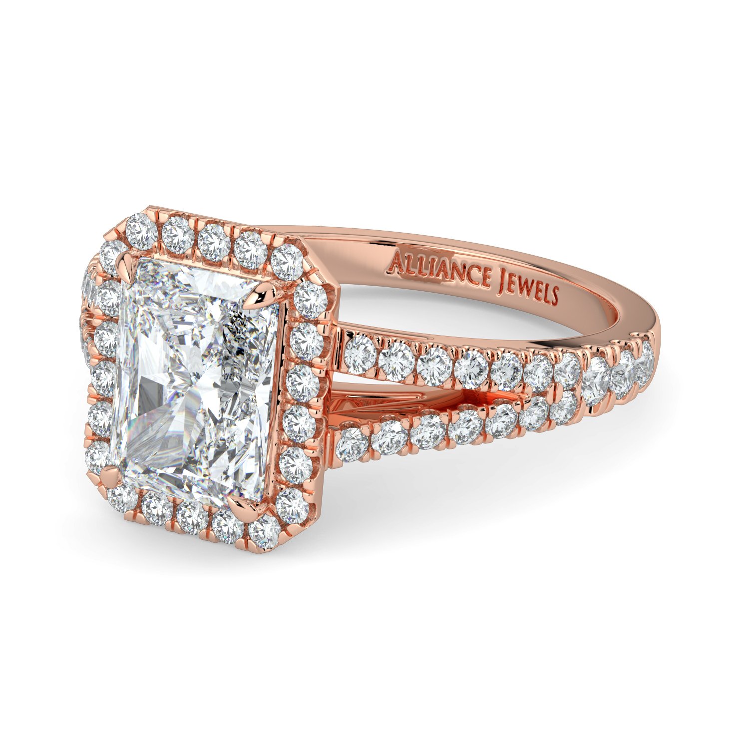 Radiant Halo Engagement Ring