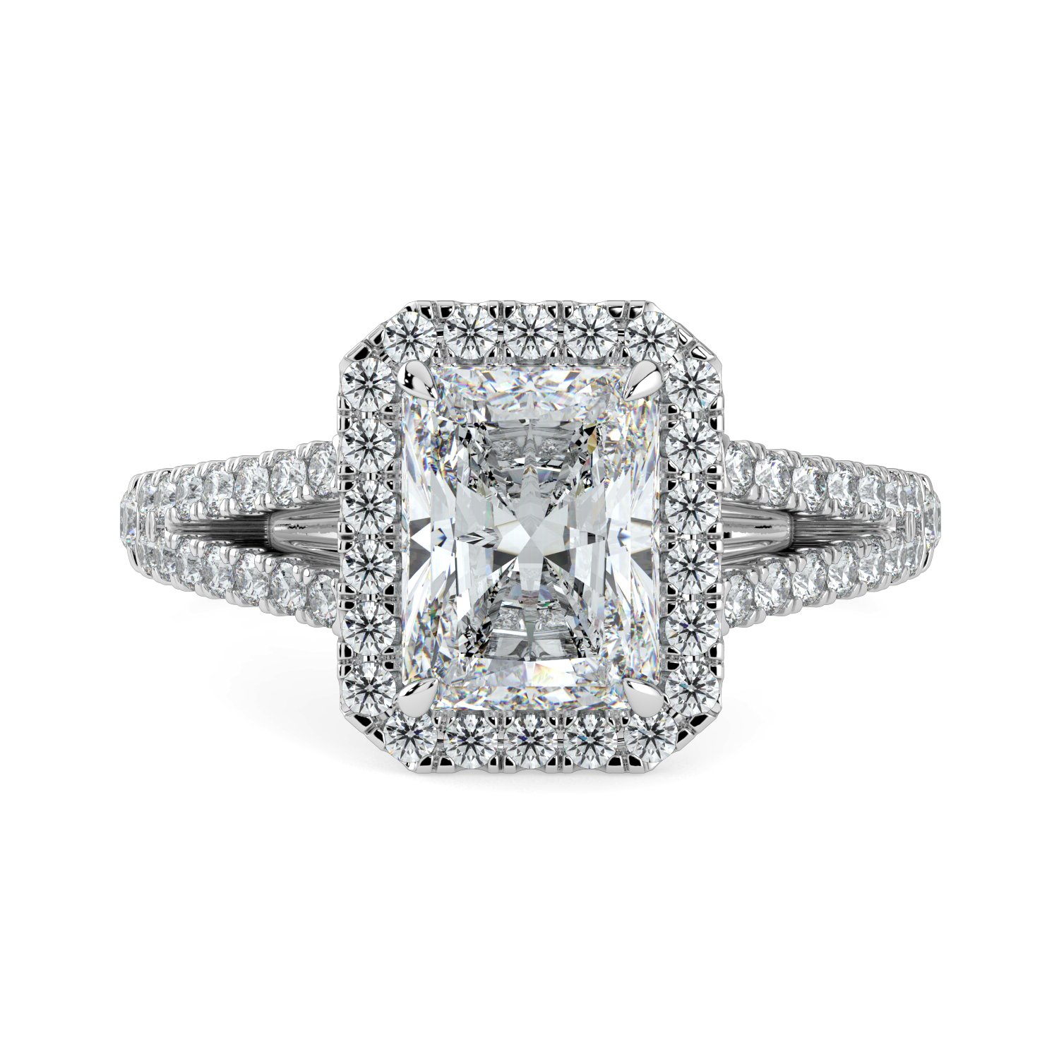 Radiant Halo Engagement Ring