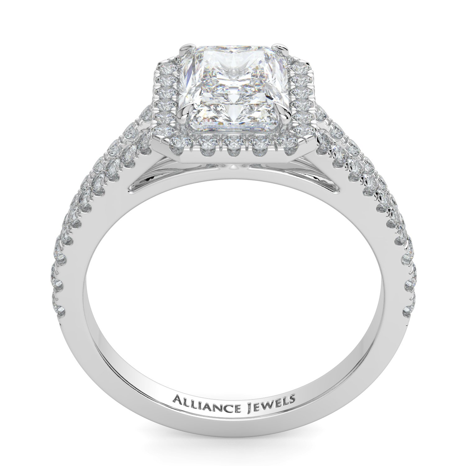 Radiant Halo Engagement Ring