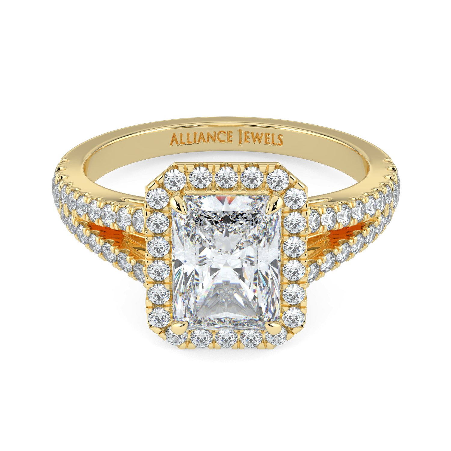 Radiant Halo Engagement Ring