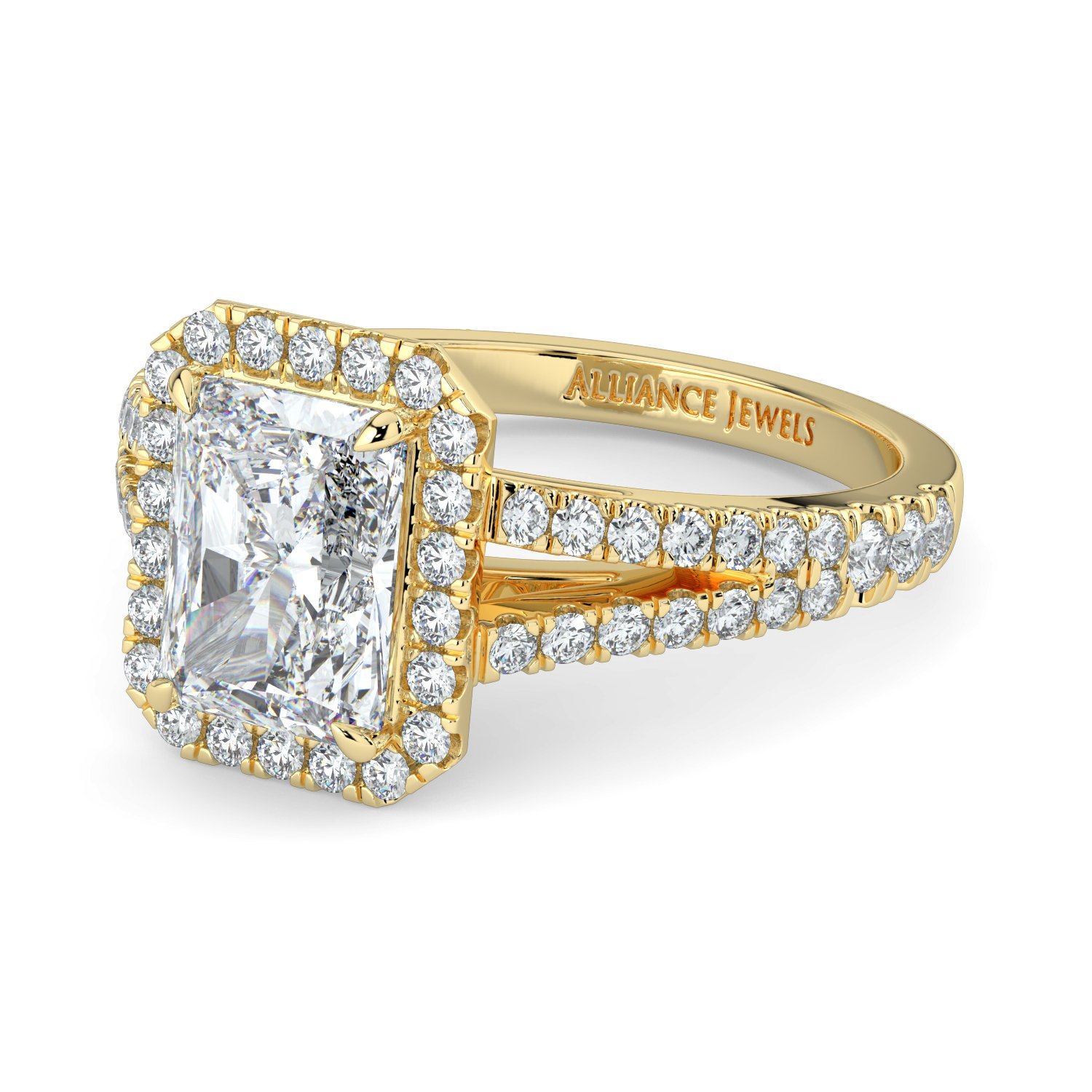 Radiant Halo Engagement Ring