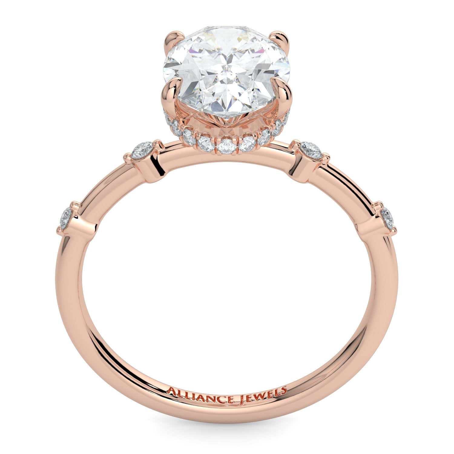 Oval Hidden Halo Spaced out Engagement Ring