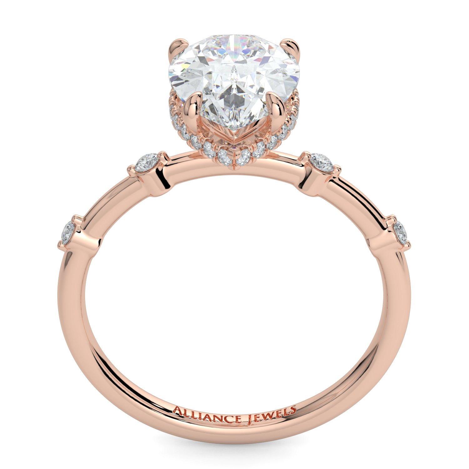 Pear Hidden Halo Spaced out Engagement Ring