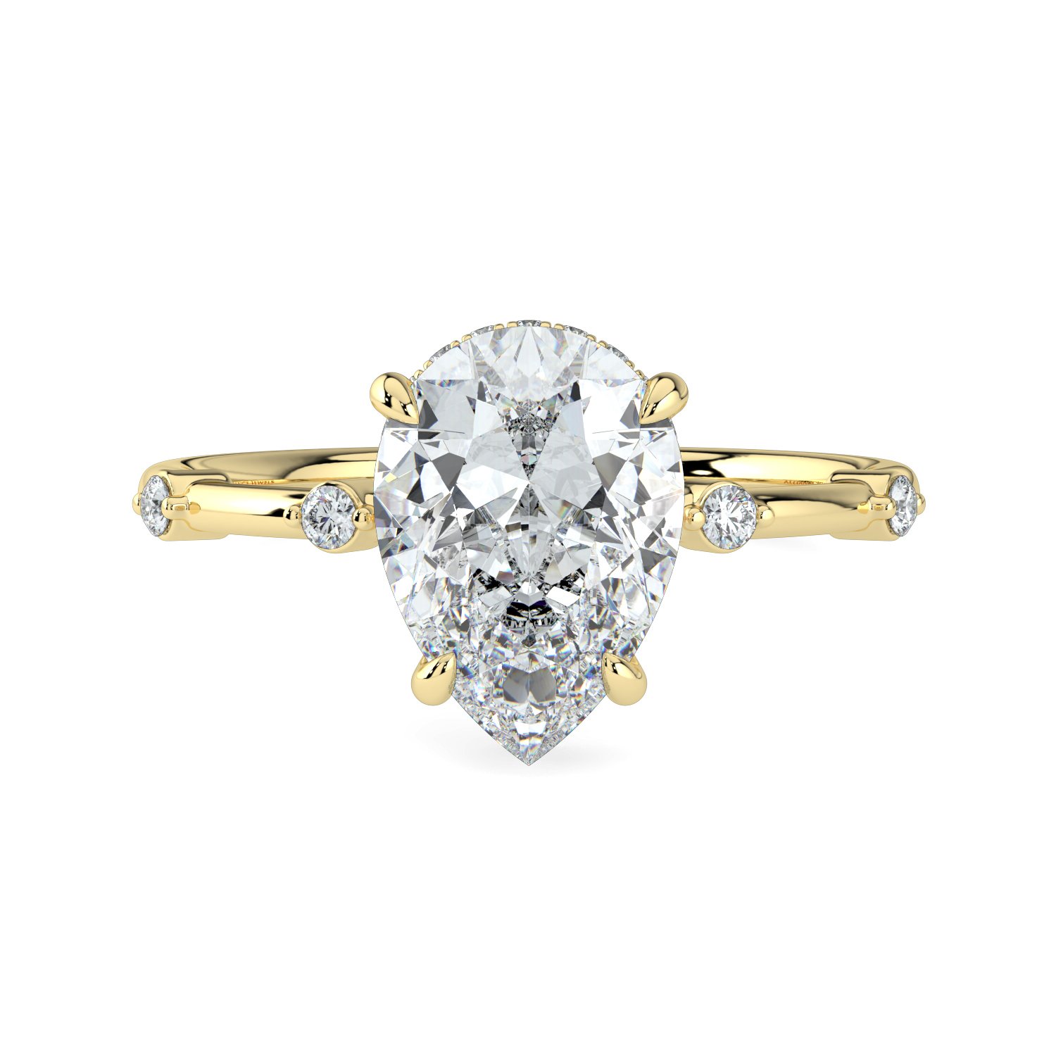 Pear Hidden Halo Spaced out Engagement Ring