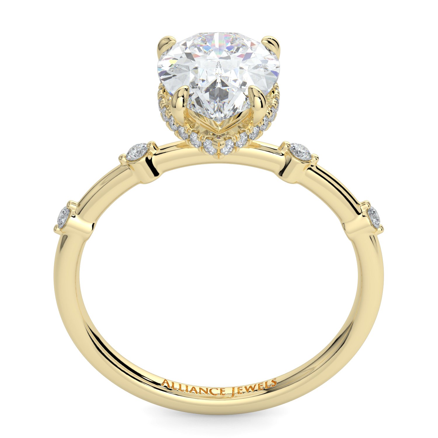 Pear Hidden Halo Spaced out Engagement Ring