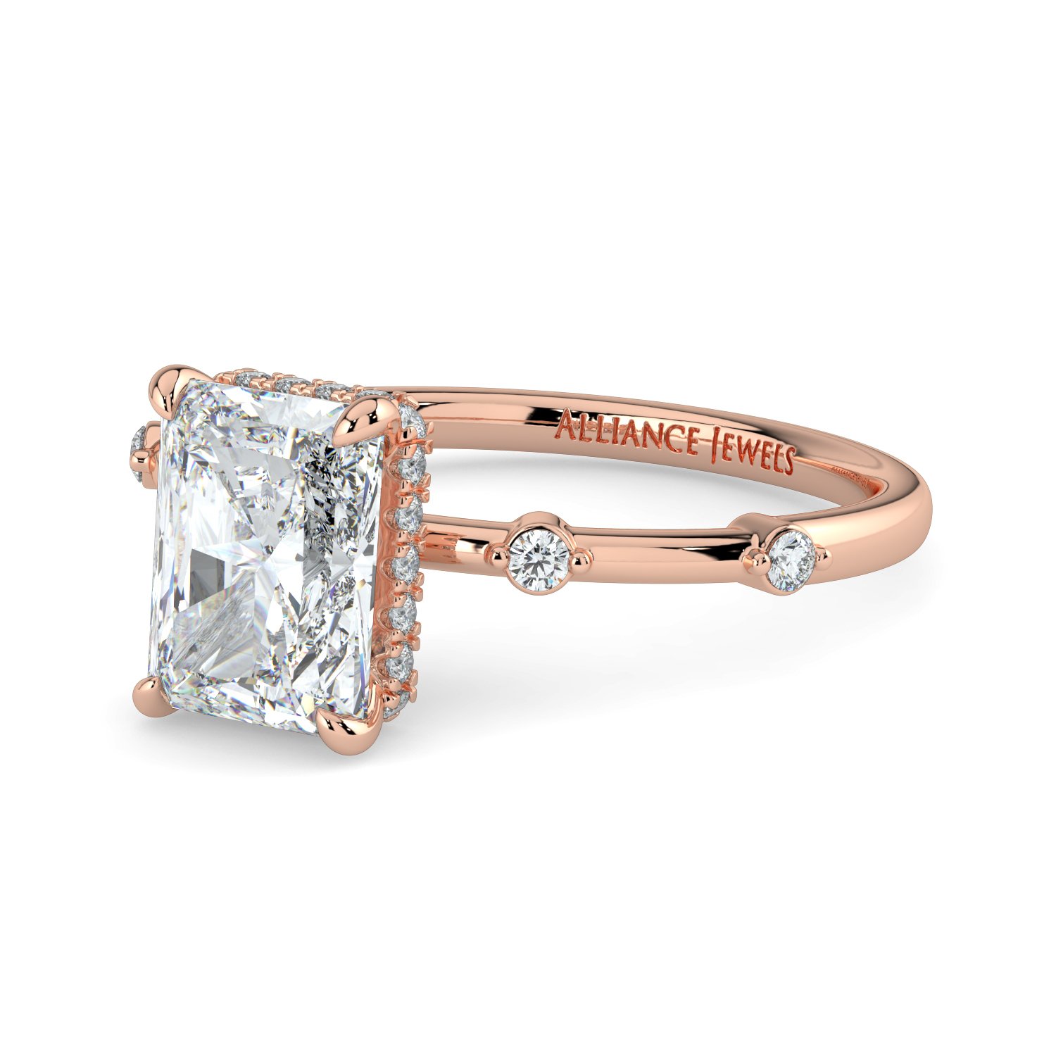 Radiant Hidden Halo Spaced out Engagement Ring