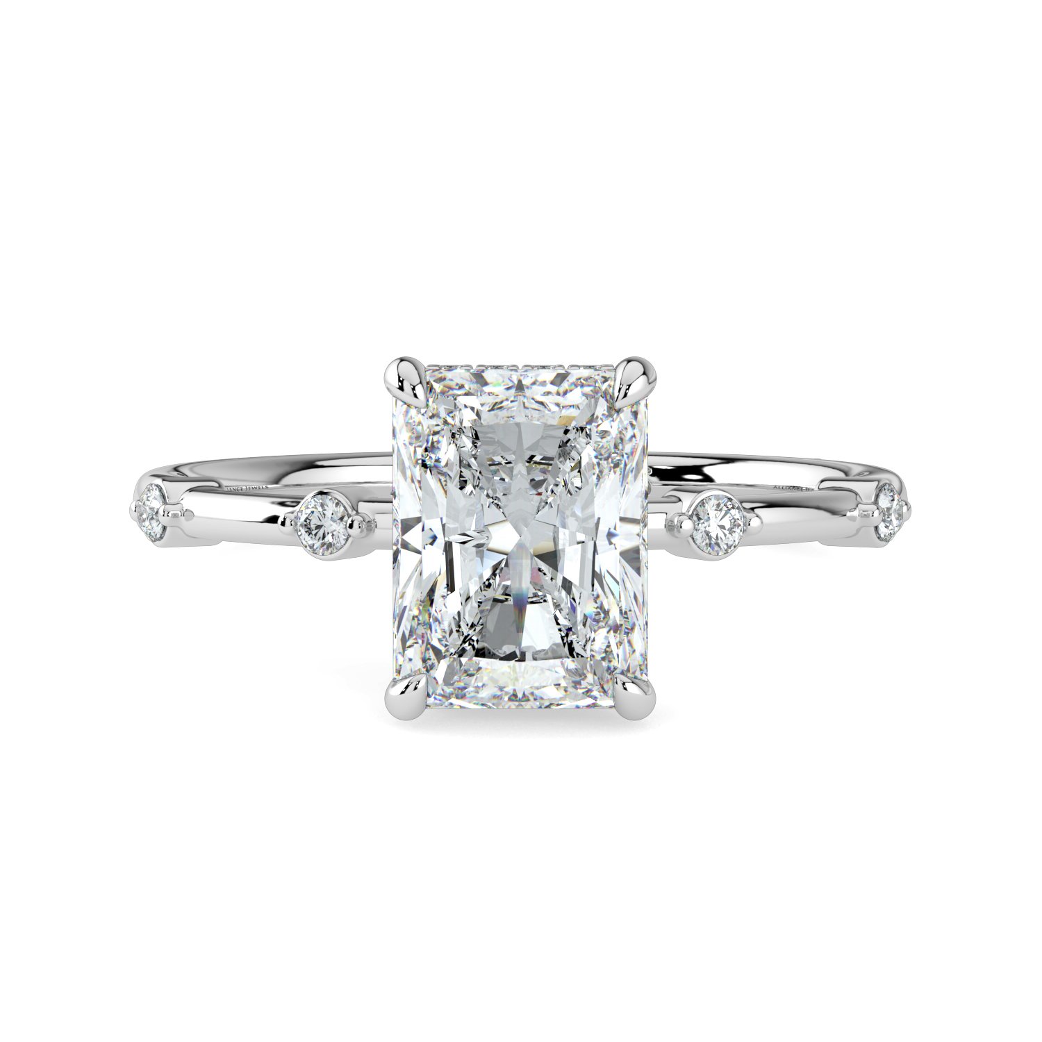 Radiant Hidden Halo Spaced out Engagement Ring