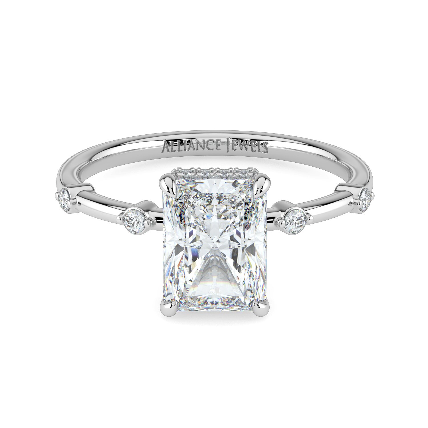 Radiant Hidden Halo Spaced out Engagement Ring