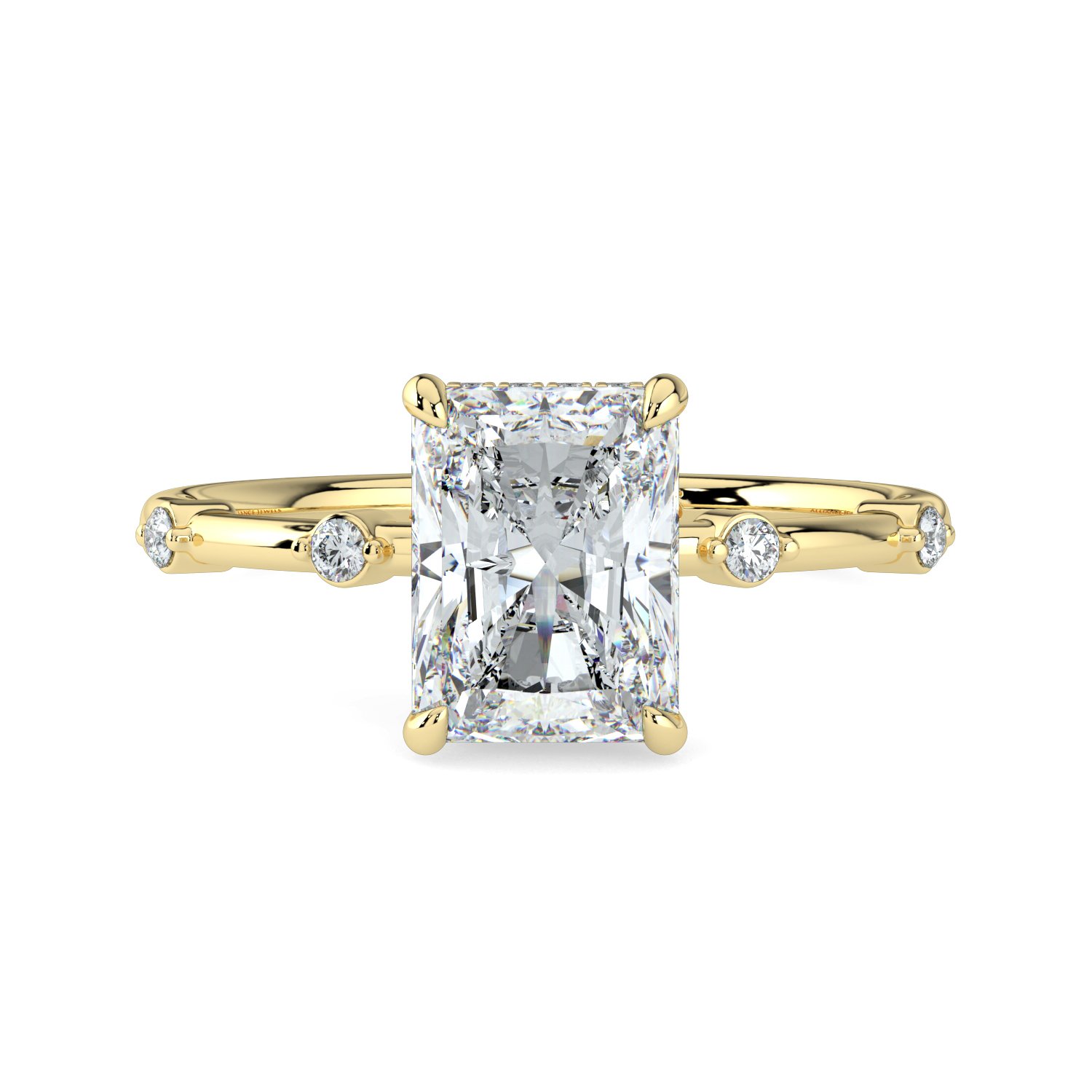 Radiant Hidden Halo Spaced out Engagement Ring