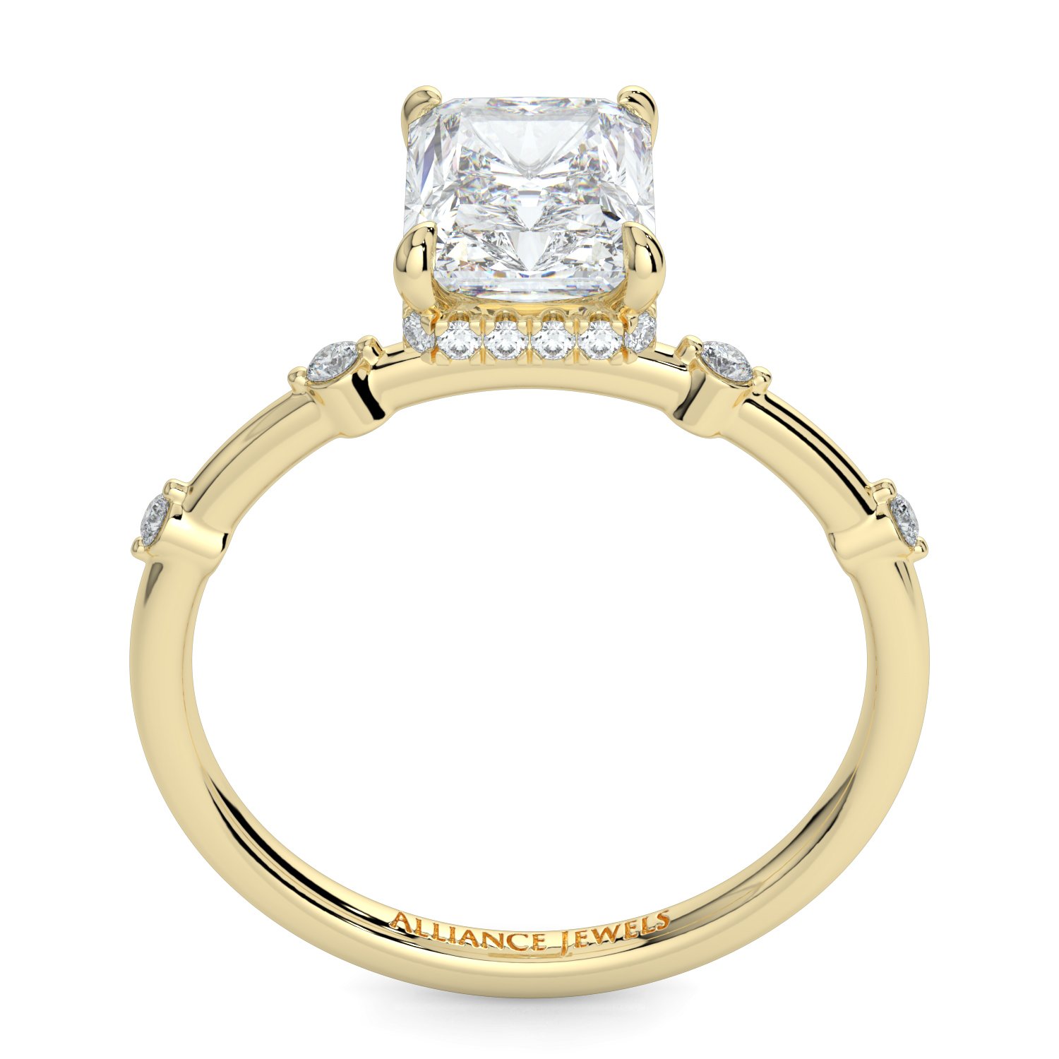 Radiant Hidden Halo Spaced out Engagement Ring