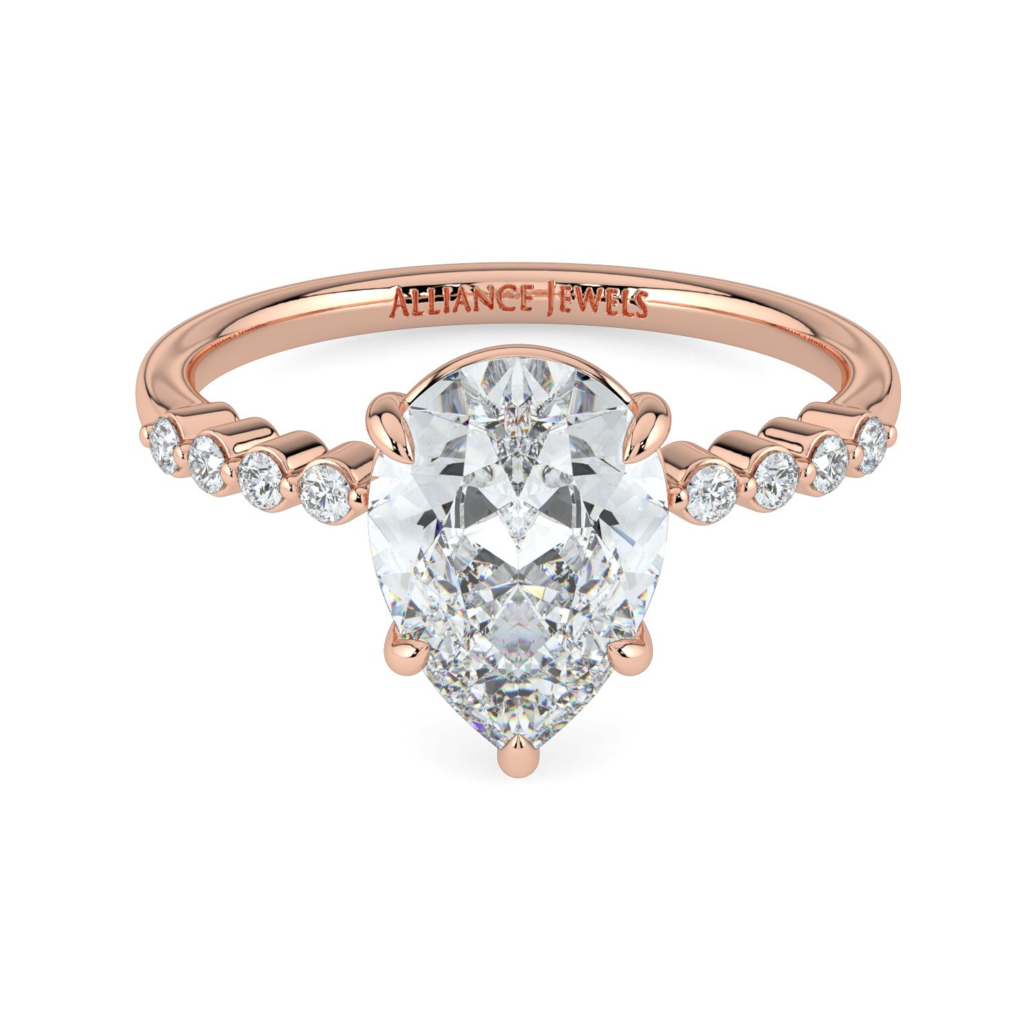 Pear  - Round Band Engagement Ring