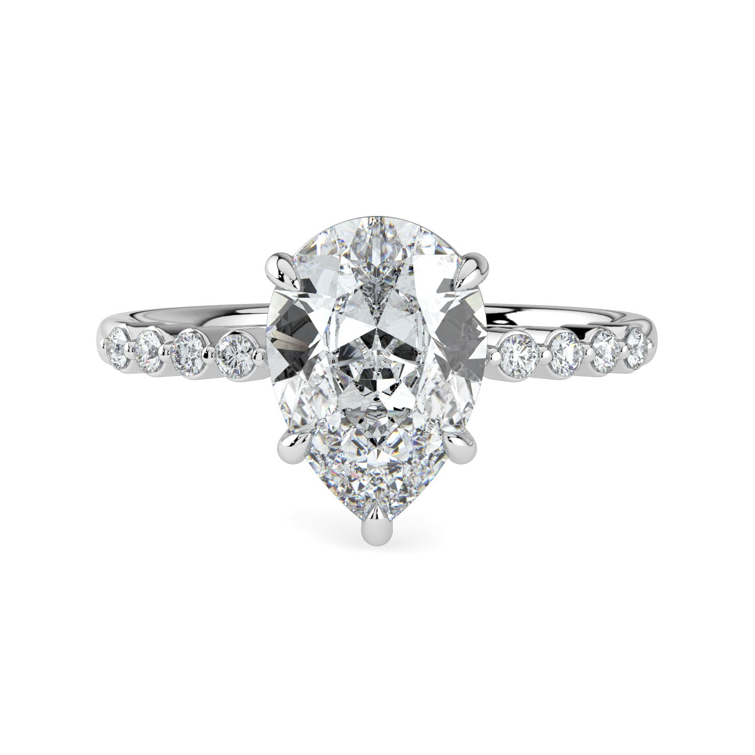 Pear  - Round Band Engagement Ring