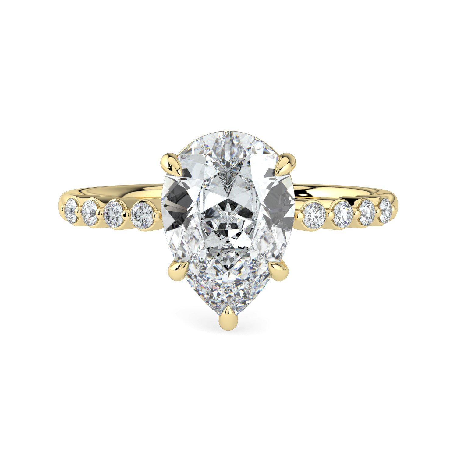 Pear  - Round Band Engagement Ring