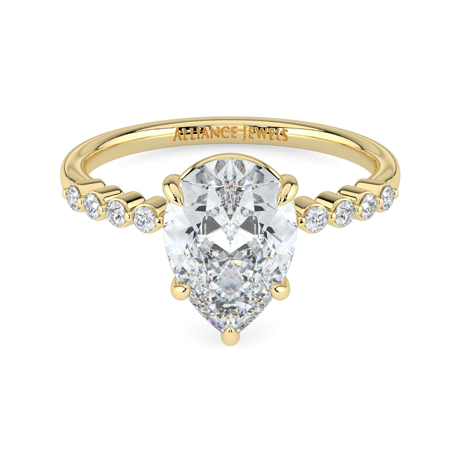 Pear  - Round Band Engagement Ring