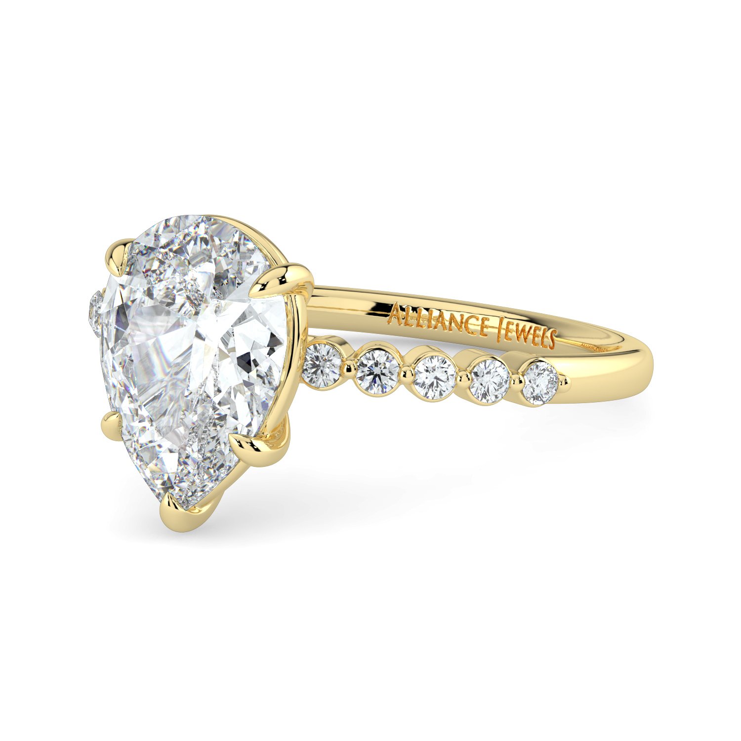 Pear  - Round Band Engagement Ring